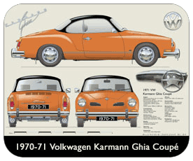 VW Karmann Ghia Coupe 1970-71 Place Mat, Small